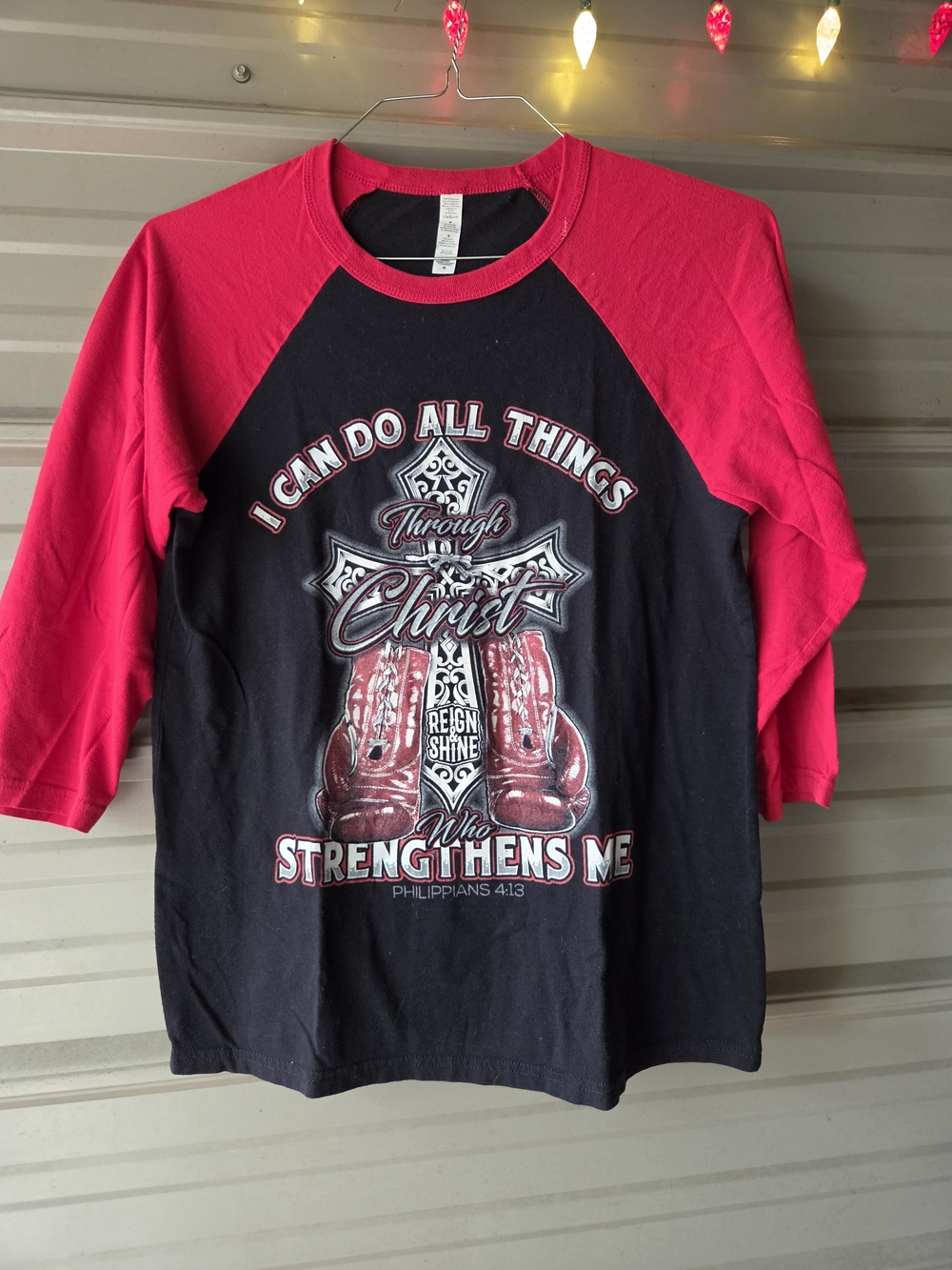 Raglan Tee - Black & Red Christian Graphic